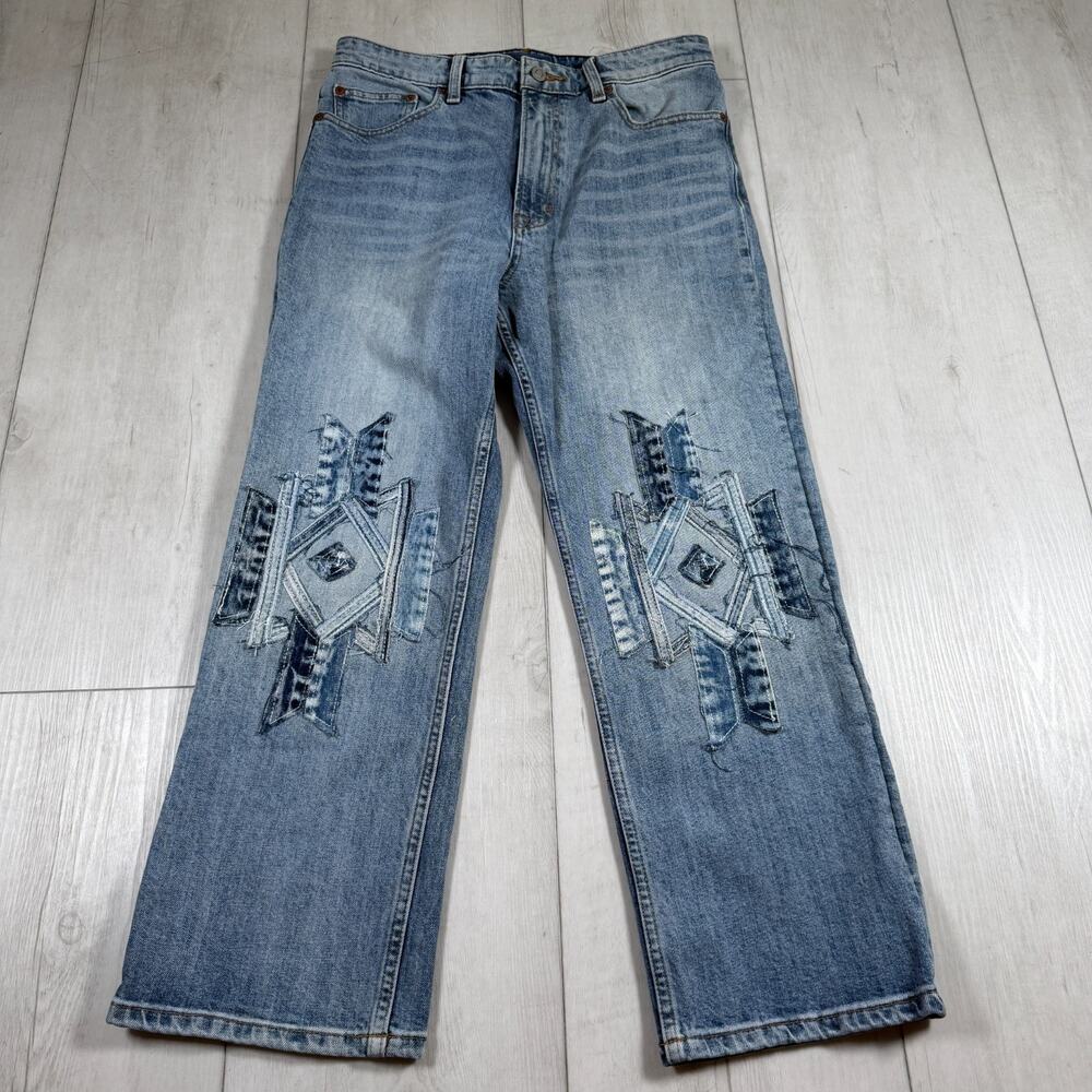 LUCKY BRAND Lucky Pins High Rise Wide Leg Jeans Women's 10/30 Patchwork Boho